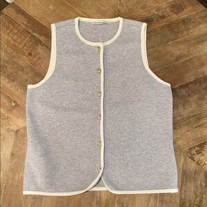 Abercrombie & Fitch Gray and White Button Up Sweater Vest [Size: L]